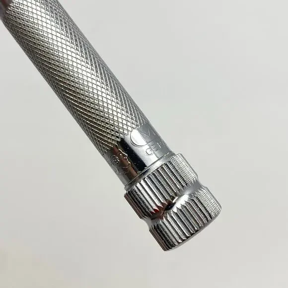 Vintage MERKUR Germany Chrome Double Edge Twist Handle Razor + Gillette Blades